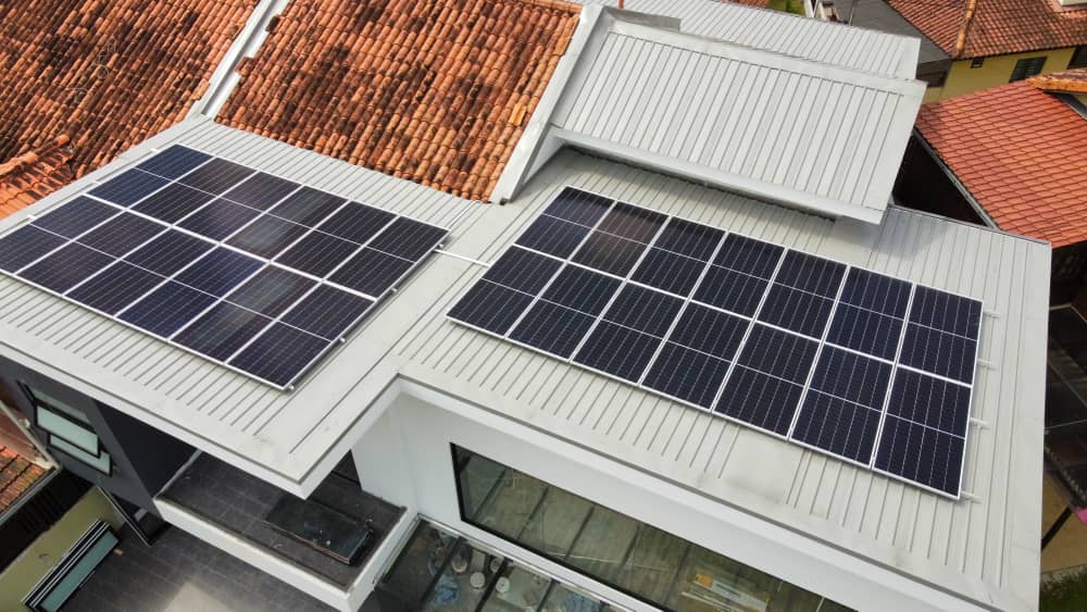 Solar panels installed on a Malaysian residential rooftop